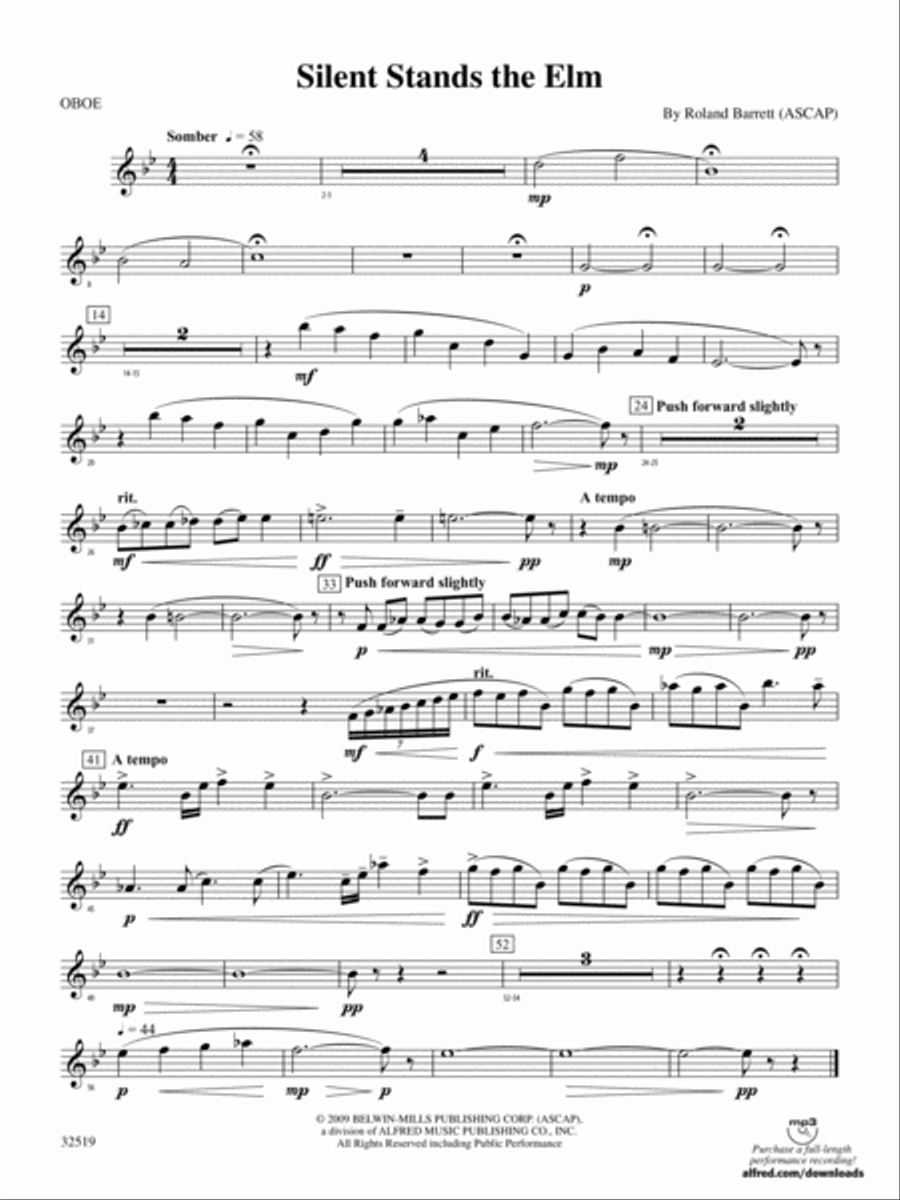 Silent Stands the Elm: Oboe Concert Band scores gallery preview page 1