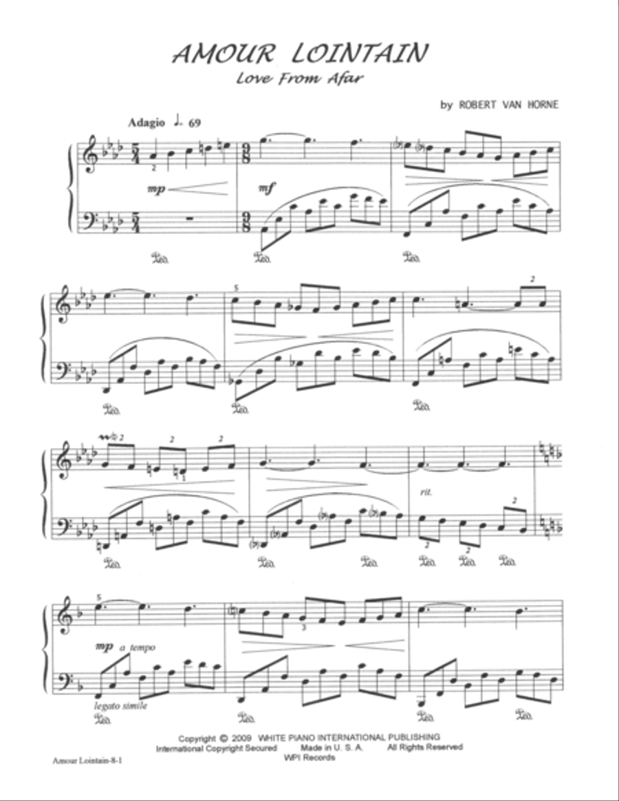 AMOUR LOINTAIN (LOVE FROM AFAR) Piano Solo by ROBERT VAN HORNE Piano Solo scores gallery preview page 2