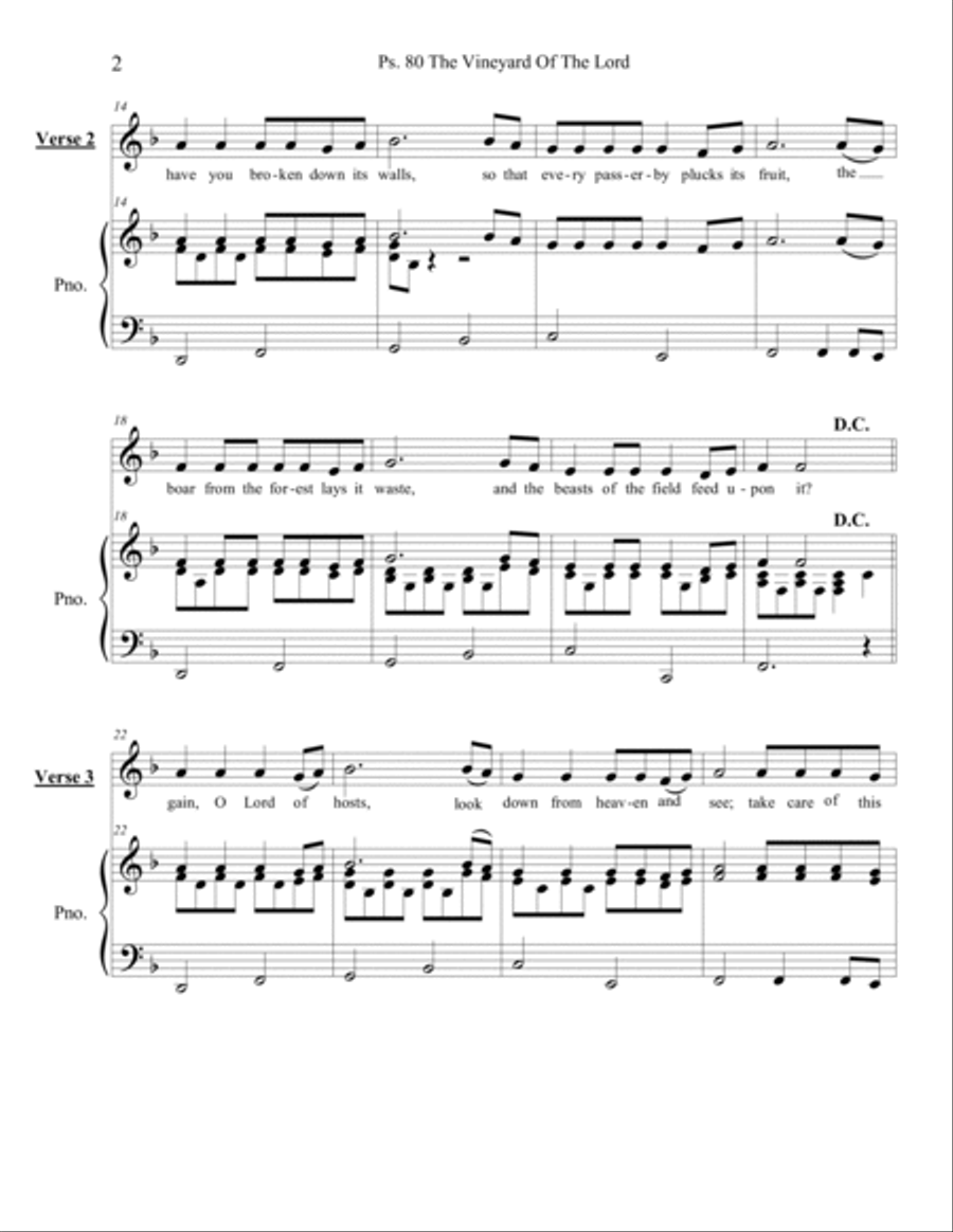 Psalm 80: The Vinyard Of The Lord - piano/vocal Voice scores gallery preview page 2