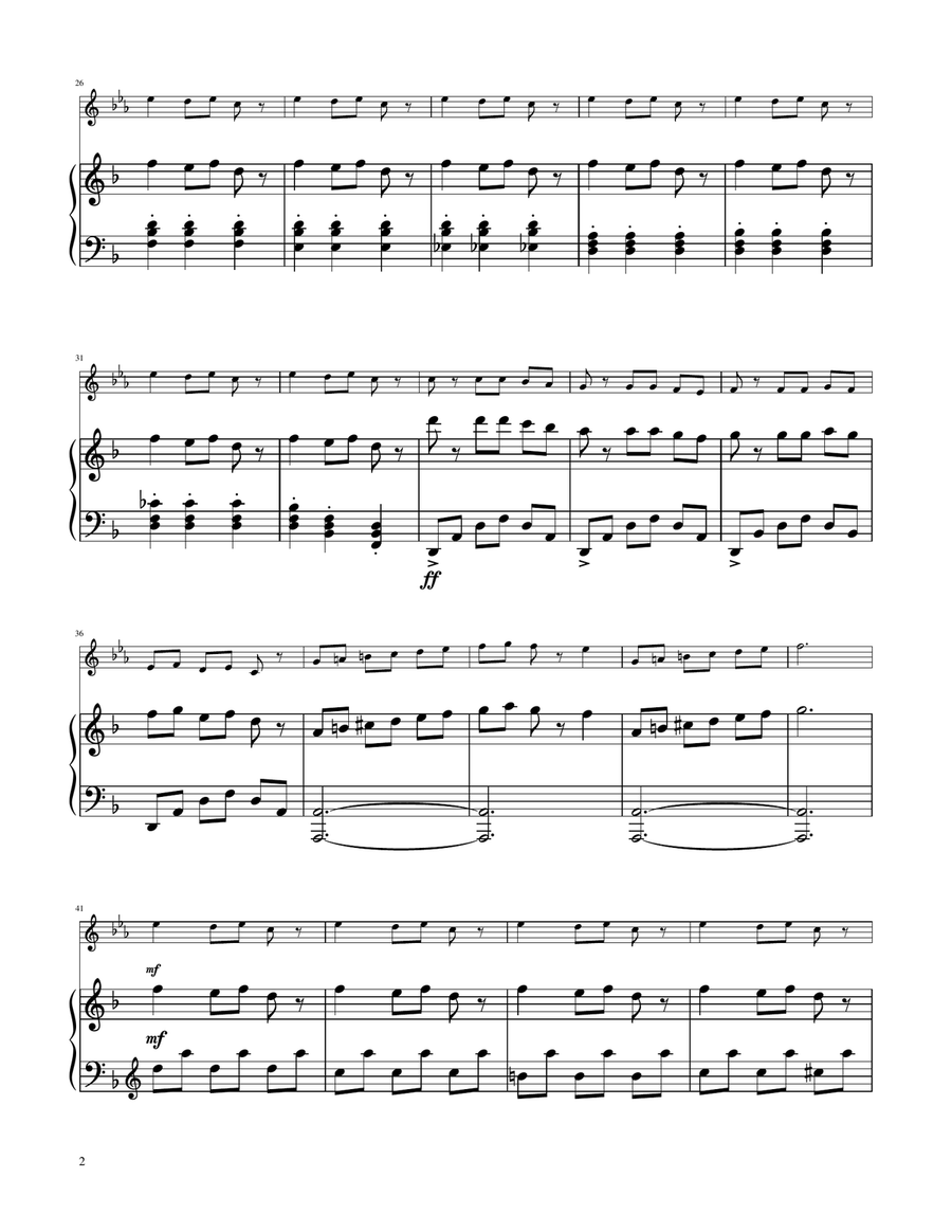 Carol of The Bells - Trumpet in D Solo w/ Piano Trumpet Solo scores gallery preview page 2