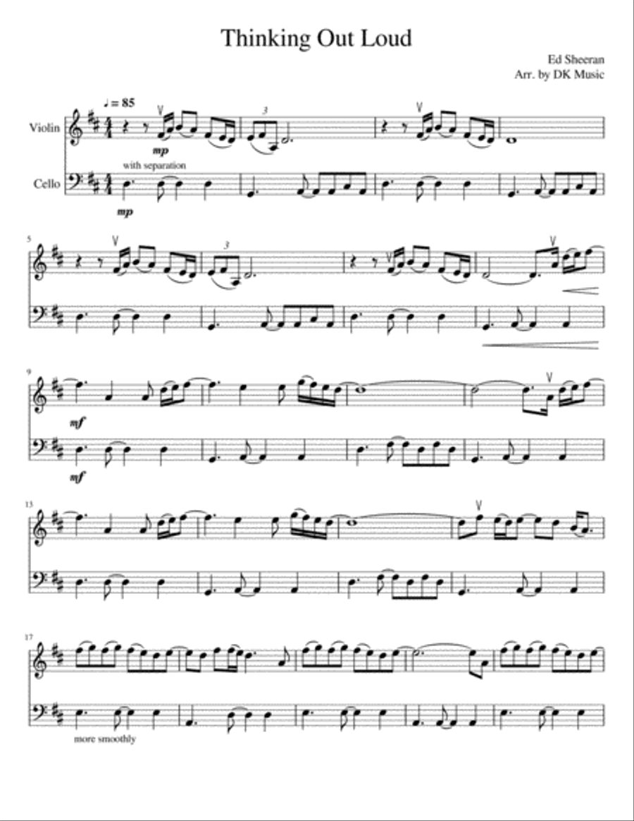Thinking Out Loud Thinking Out Loud String Duet scores gallery preview page 1