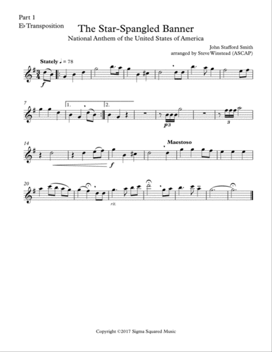 The Star-Spangled Banner for Flexible Instrumentation Quartet Brass Ensemble scores gallery preview page 5