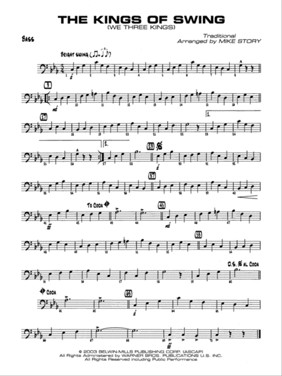 The Kings of Swing (We Three Kings): String Bass Jazz Ensemble scores gallery preview page 1