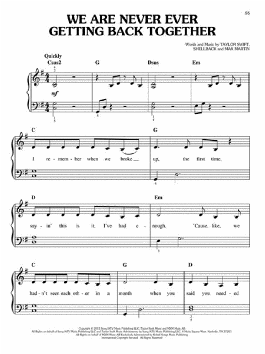 Taylor Swift – Red Easy Piano scores gallery preview page 4