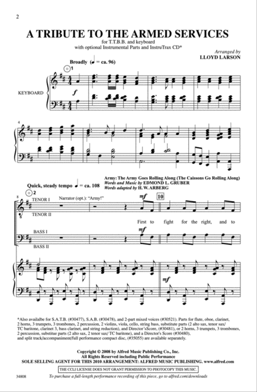 A Tribute to the Armed Services (A Medley) Men's Choir scores gallery preview page 2