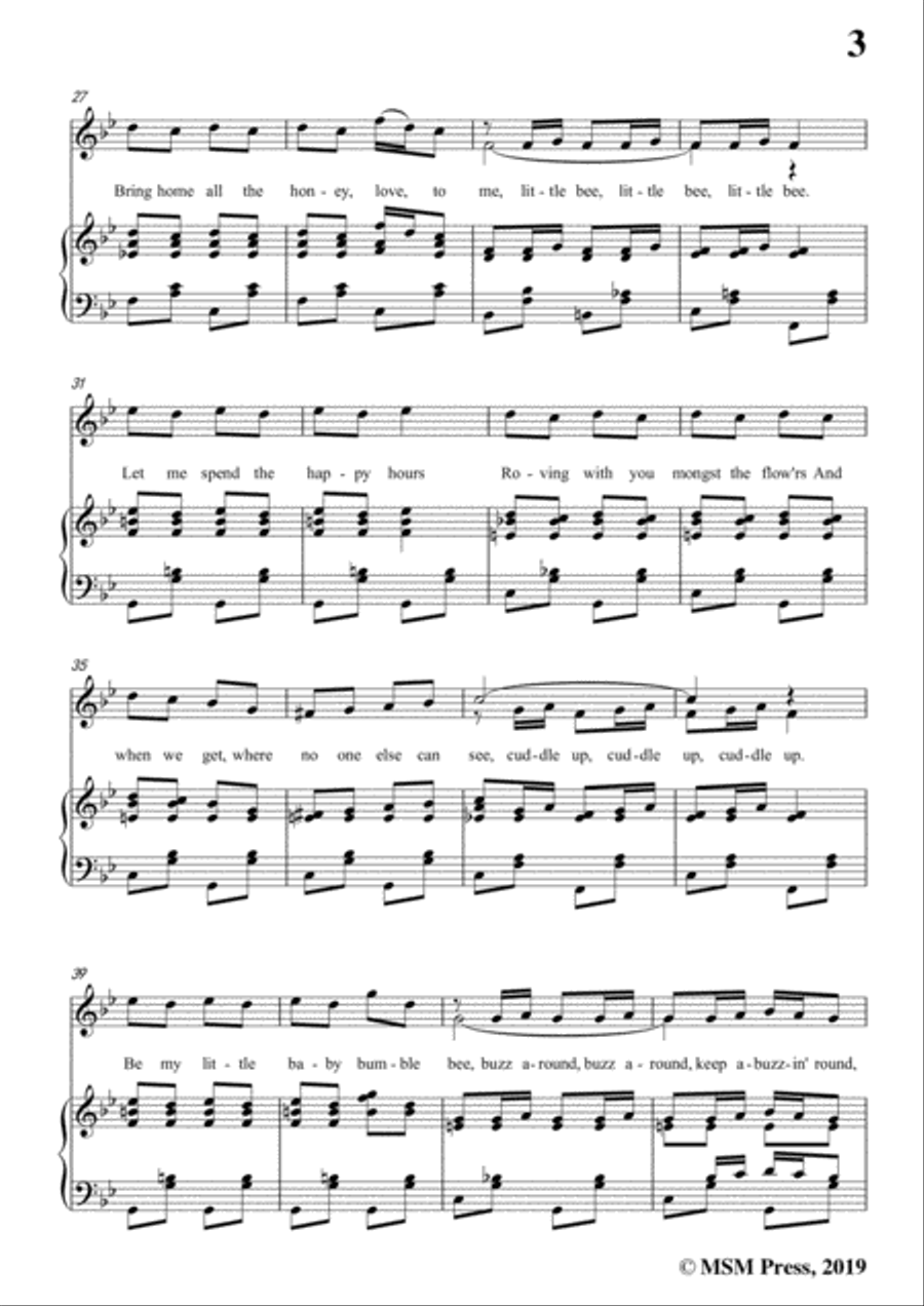 Henry I. Marshall-Be My Little Baby Bumble Bee,in B flat Major,for Voice&Pno Voice scores gallery preview page 5
