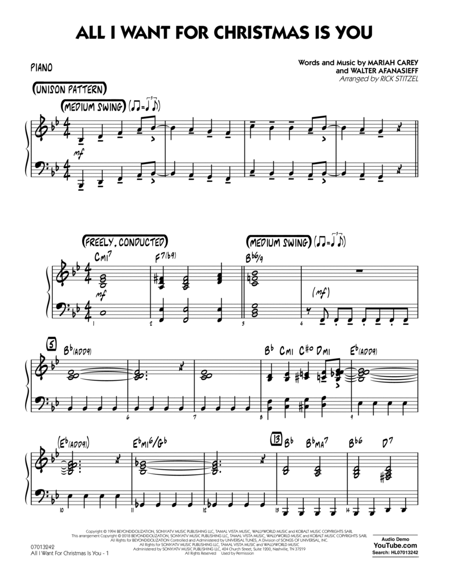 All I Want For Christmas Is You - Piano Easy Piano scores gallery preview page 1