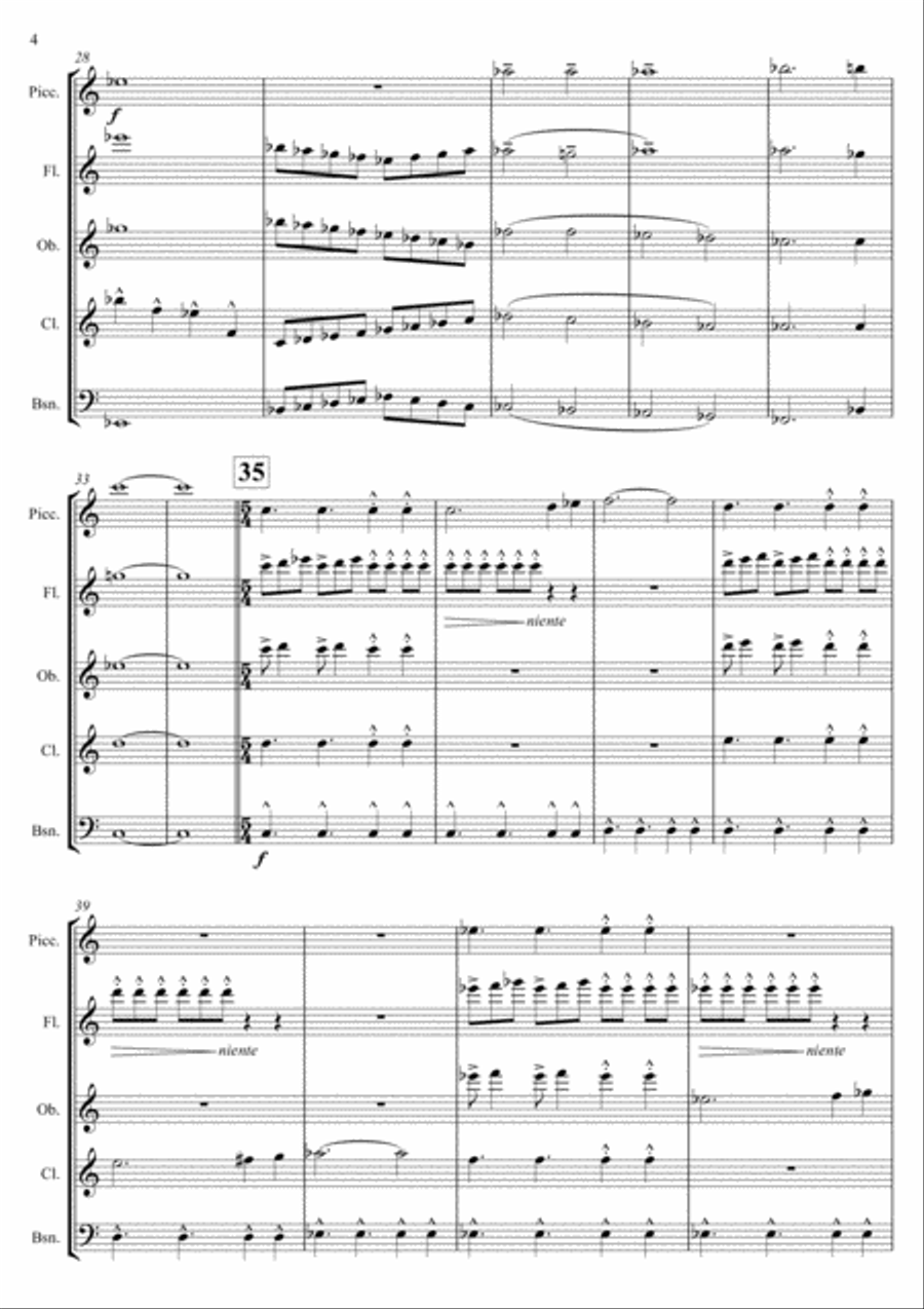 Dreaming of Space (Score and Parts) Woodwind Quintet scores gallery preview page 6