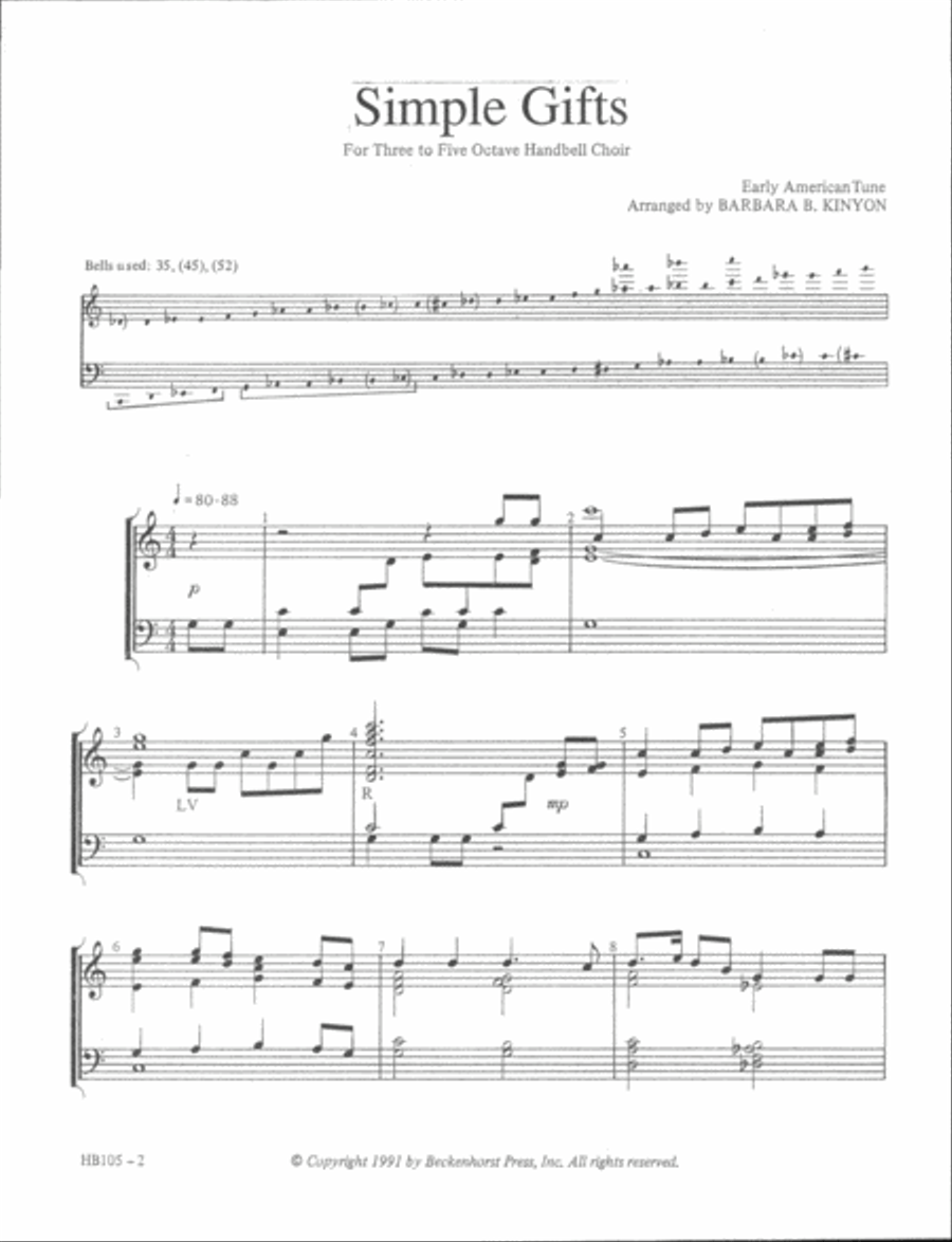 Simple Gifts - Kinyon 5-Octaves scores gallery preview page 2