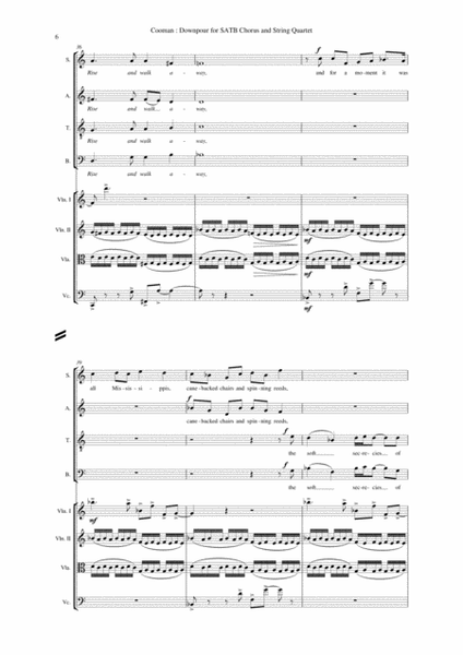 Carson Cooman: Downpour (2005) for SATB chorus and string quartet, full score, piano reduction and s