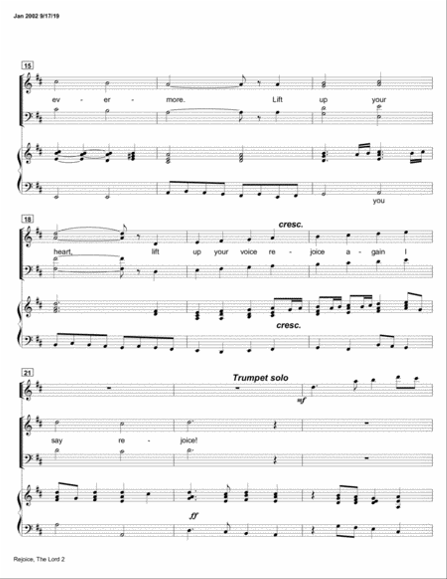 Rejoice The Lord is King! (Easter with Choir, Orchestra and Trumpet) 4-Part scores gallery preview page 2