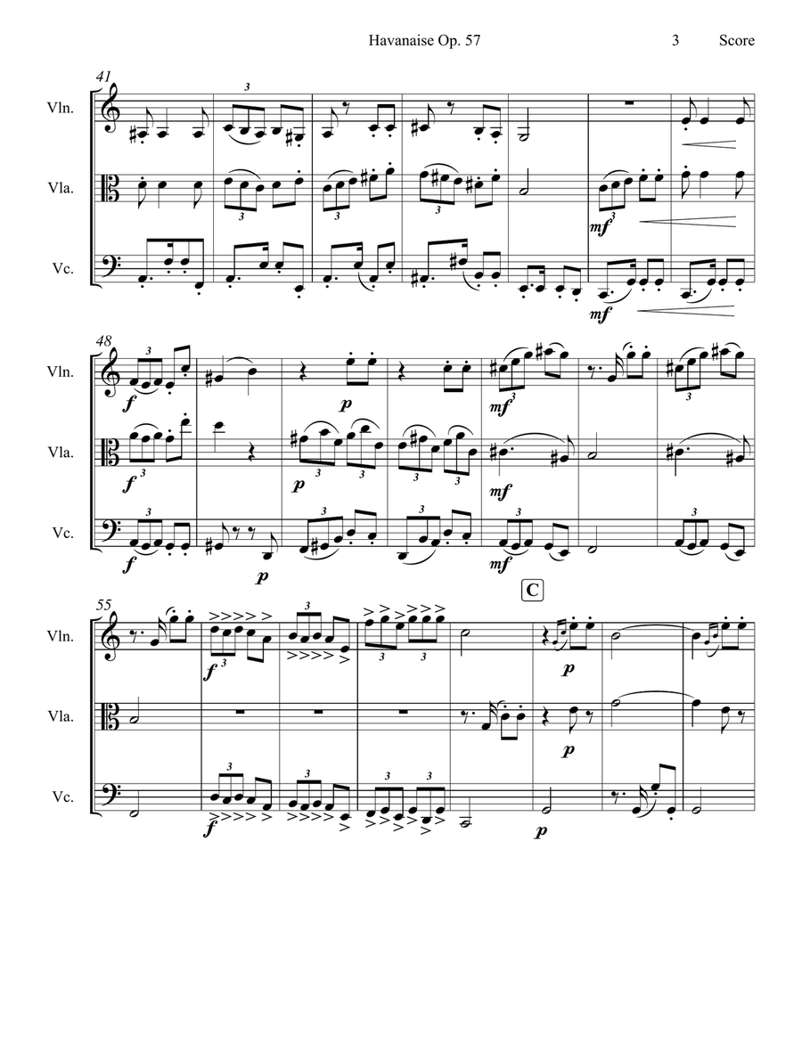 Cecile Chaminade - Havanaise (Tango) for String Trio String Trio scores gallery preview page 4