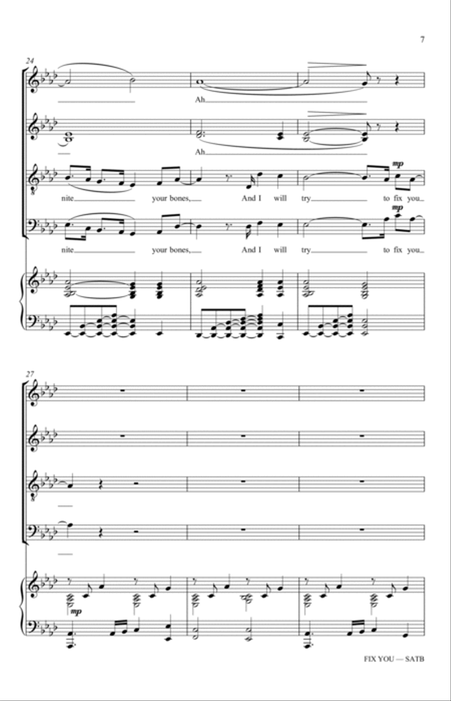 Fix You (arr. George Chung) 4-Part scores gallery preview page 5