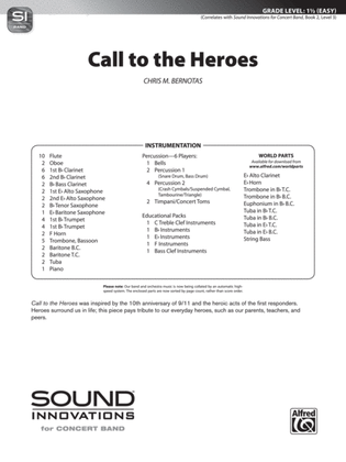Book cover for Call to the Heroes: Score