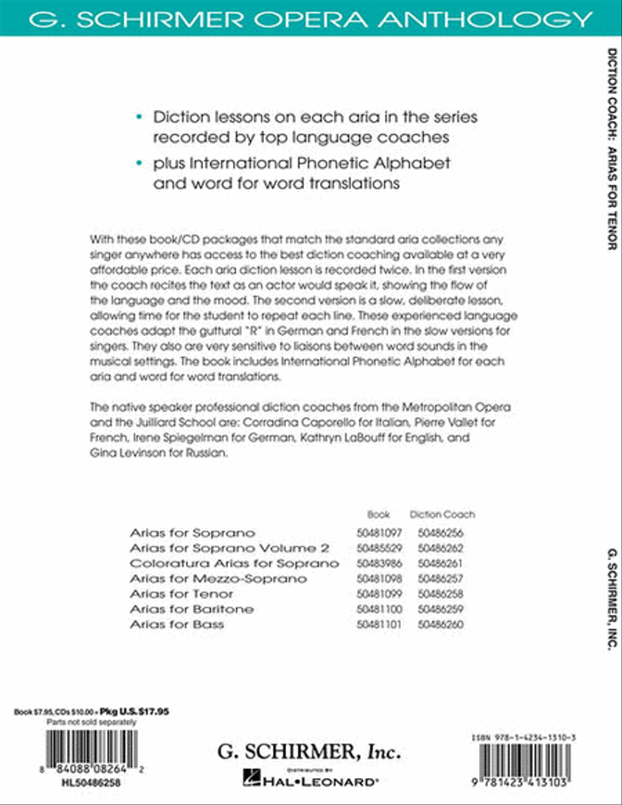 Diction Coach - G. Schirmer Opera Anthology (Arias for Tenor) Voice Solo scores gallery preview page 2