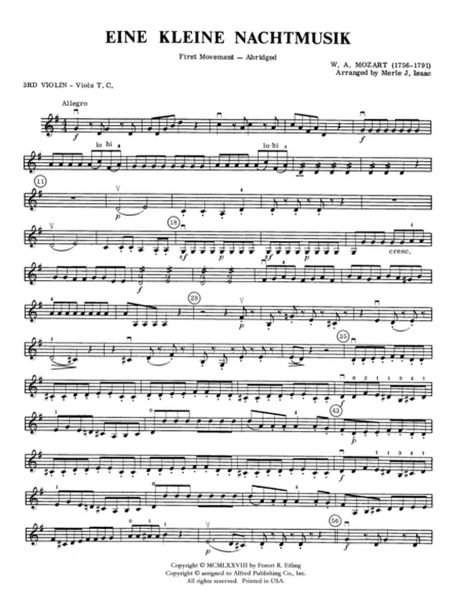 Eine Kleine Nachtmusik: 3rd Violin (Viola [TC])