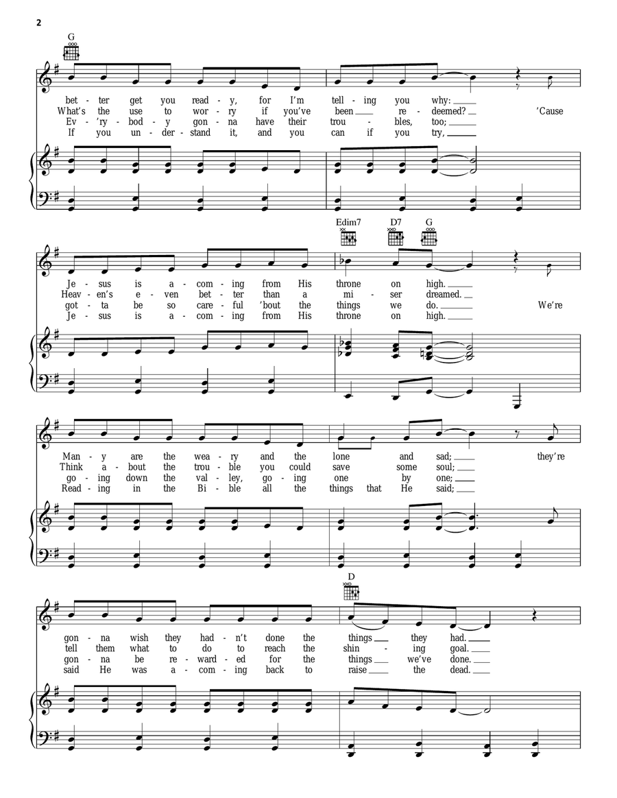 A Wonderful Time Up There (Everybody's Gonna Have A Wonderful Time Up There) Piano, Vocal, Guitar scores gallery preview page 2