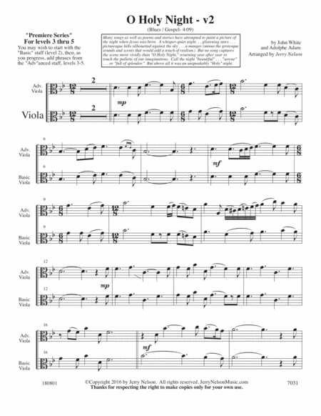 O Holy Night-v2 (Arrangements Level 3-5 for VIOLA + Written Acc) image number null
