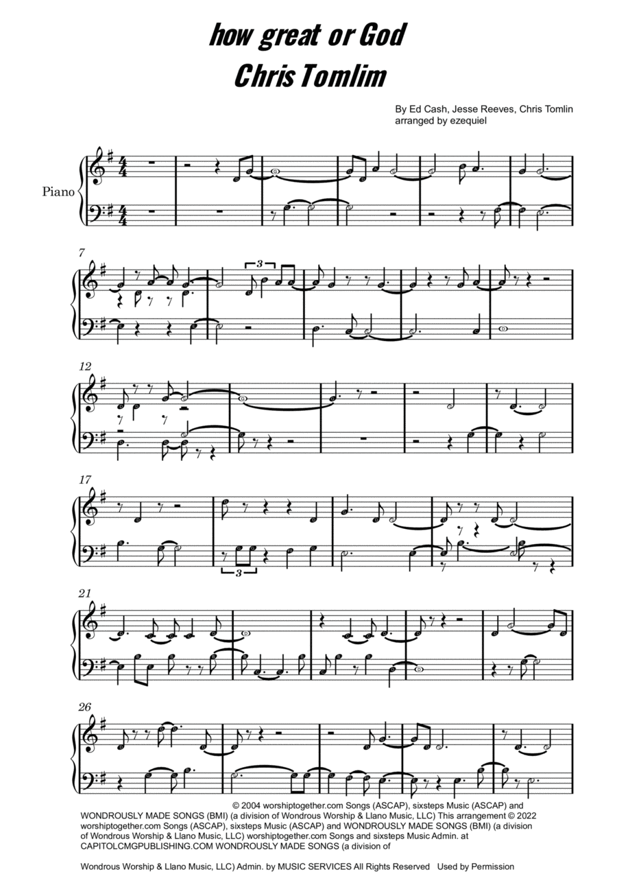 How Great Is Our God Easy Piano scores gallery preview page 1