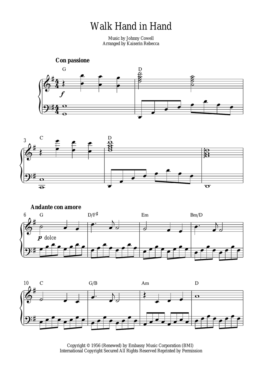 Walk Hand In Hand Piano Method scores gallery preview page 1