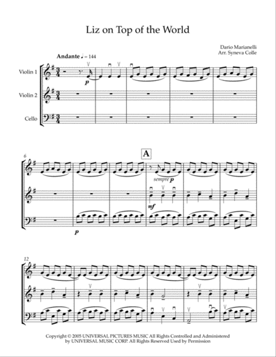 Liz On Top Of The World String Trio scores gallery preview page 2