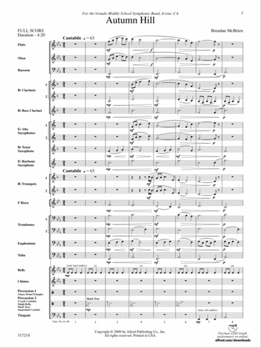Autumn Hill: Score Concert Band scores gallery preview page 3