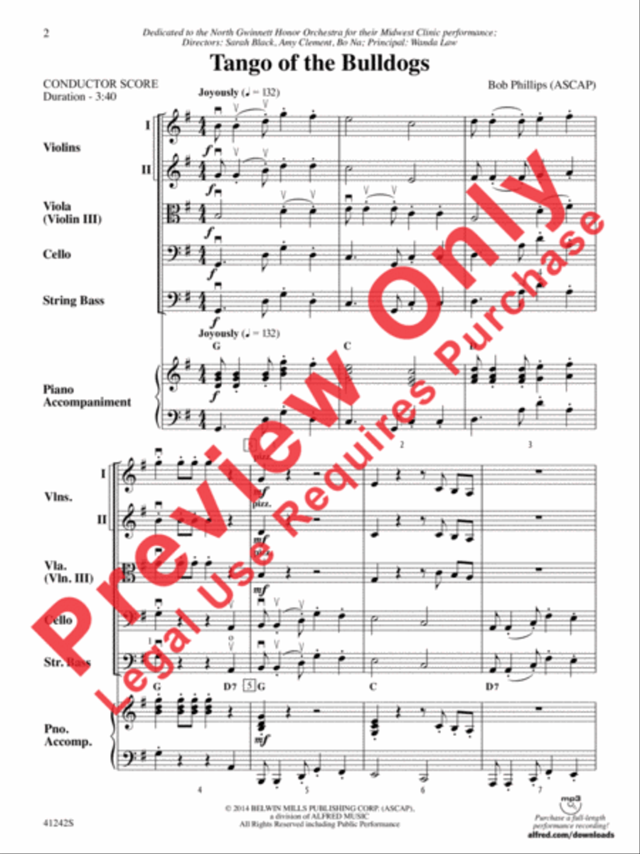 Tango of the Bulldogs String Orchestra scores gallery preview page 3
