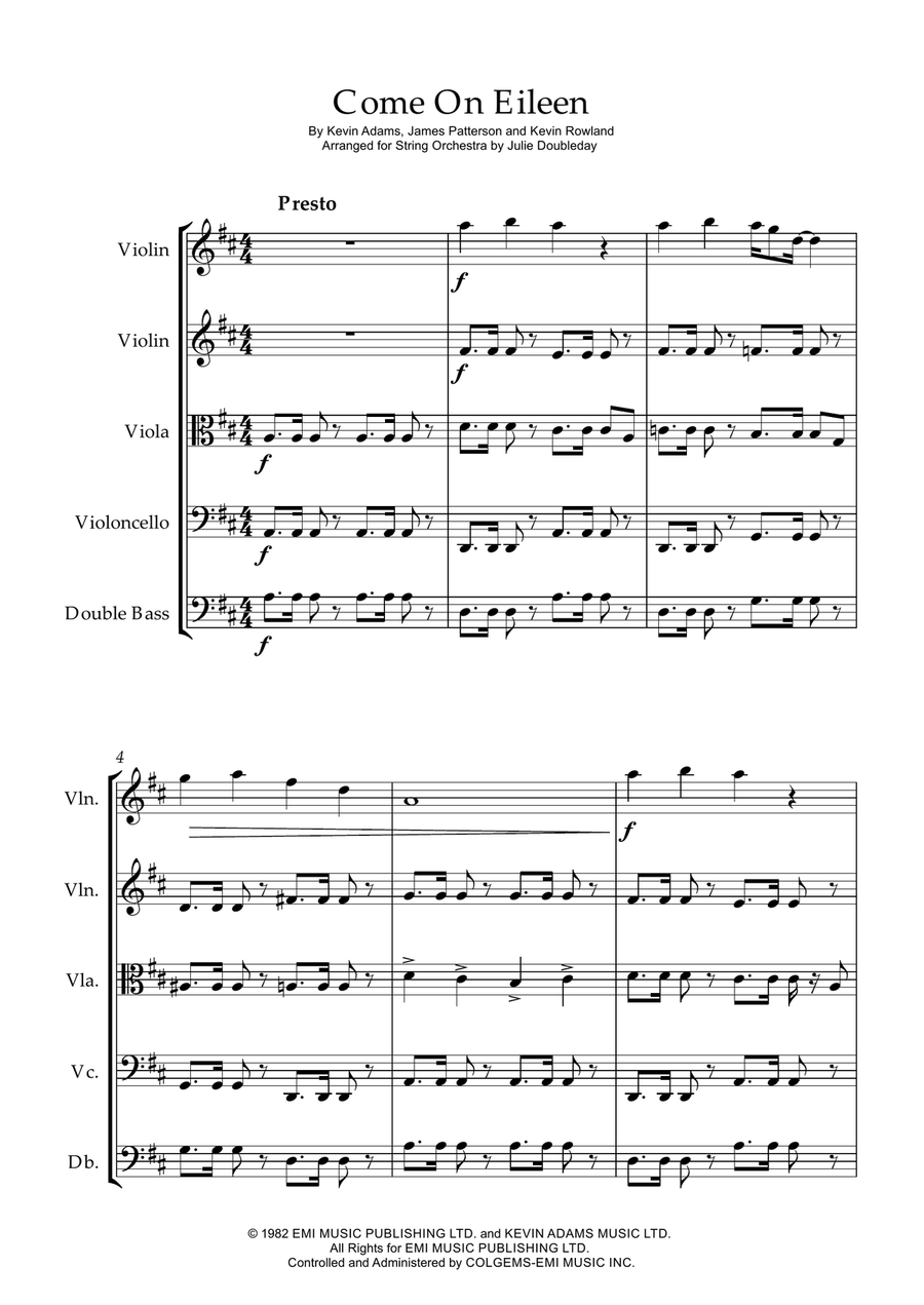 Come On Eileen String Orchestra scores gallery preview page 1