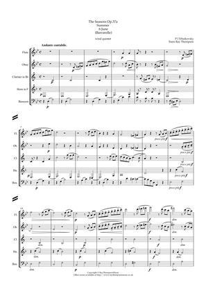 Tchaikovsky: The Seasons Op.37a “Summer” (Jun, Jul, Aug) - wind quintet