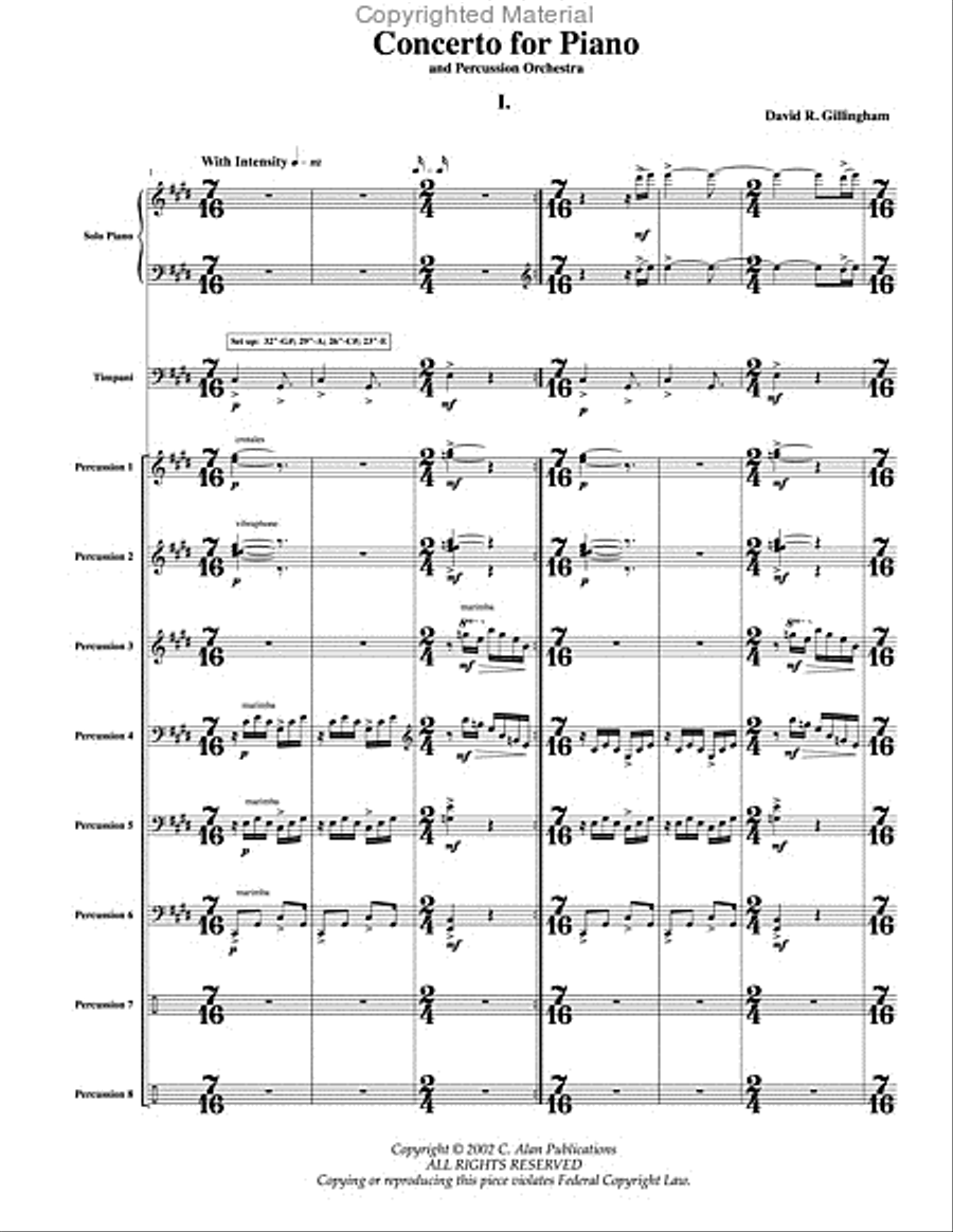 Concerto for Piano and Percussion Orchestra Percussion Ensemble scores gallery preview page 2