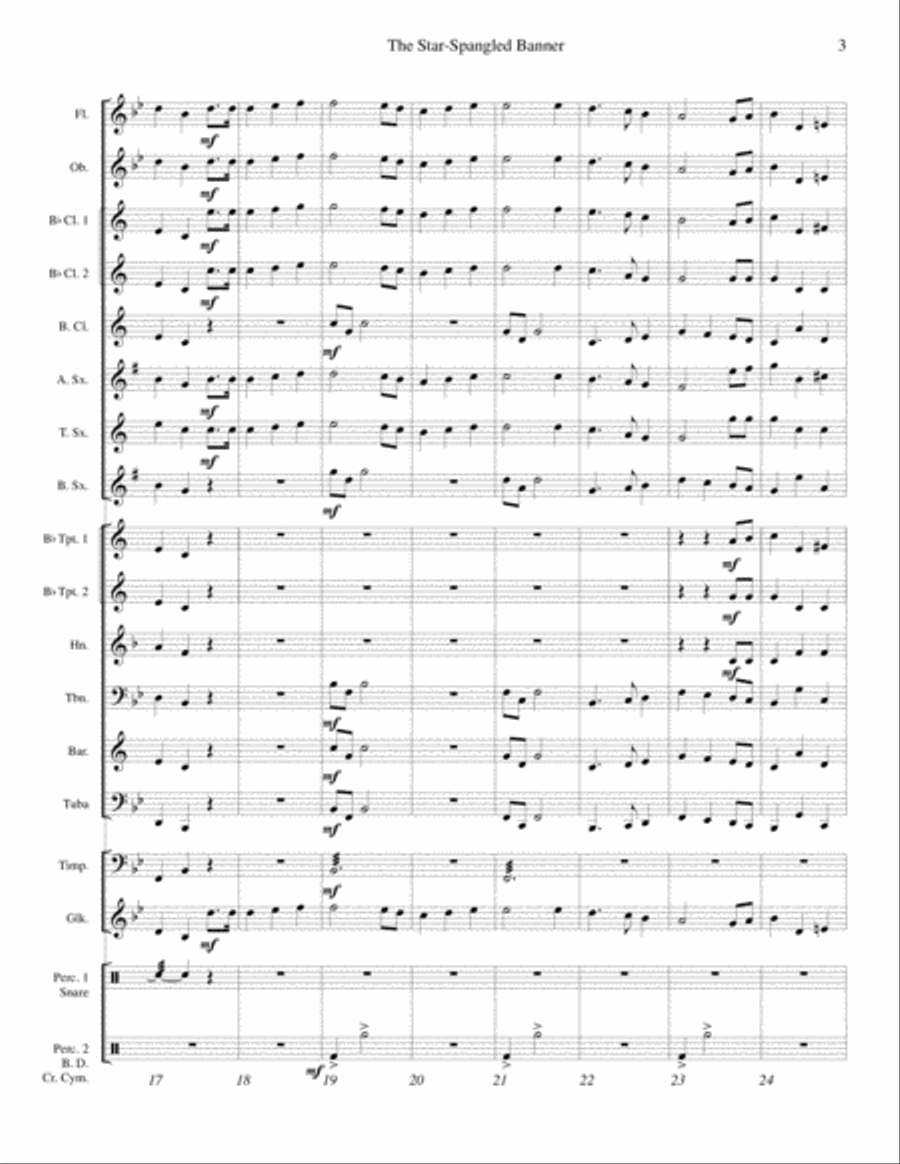 The Star-Spangled Banner - for beginning band Concert Band scores gallery preview page 3