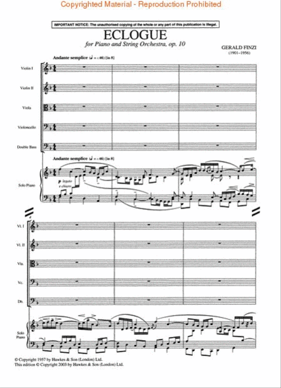 Eclogue for Piano and String Orchestra, Op. 10 String Orchestra scores gallery preview page 2