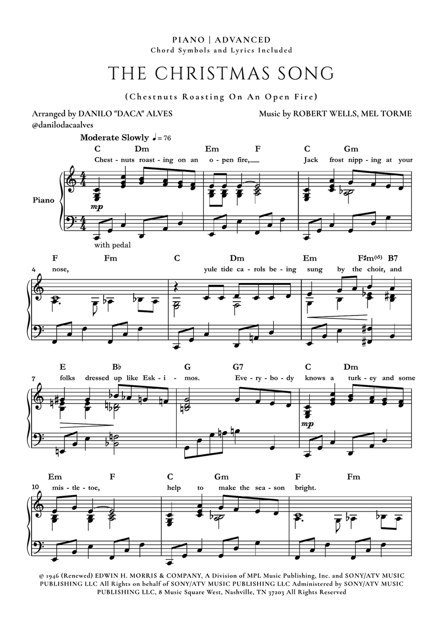 The Christmas Song (chestnuts Roasting On An Open Fire) Piano Solo scores gallery preview page 1