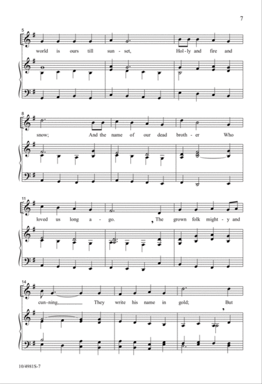 A Trinity of Carols Unison Choir scores gallery preview page 7