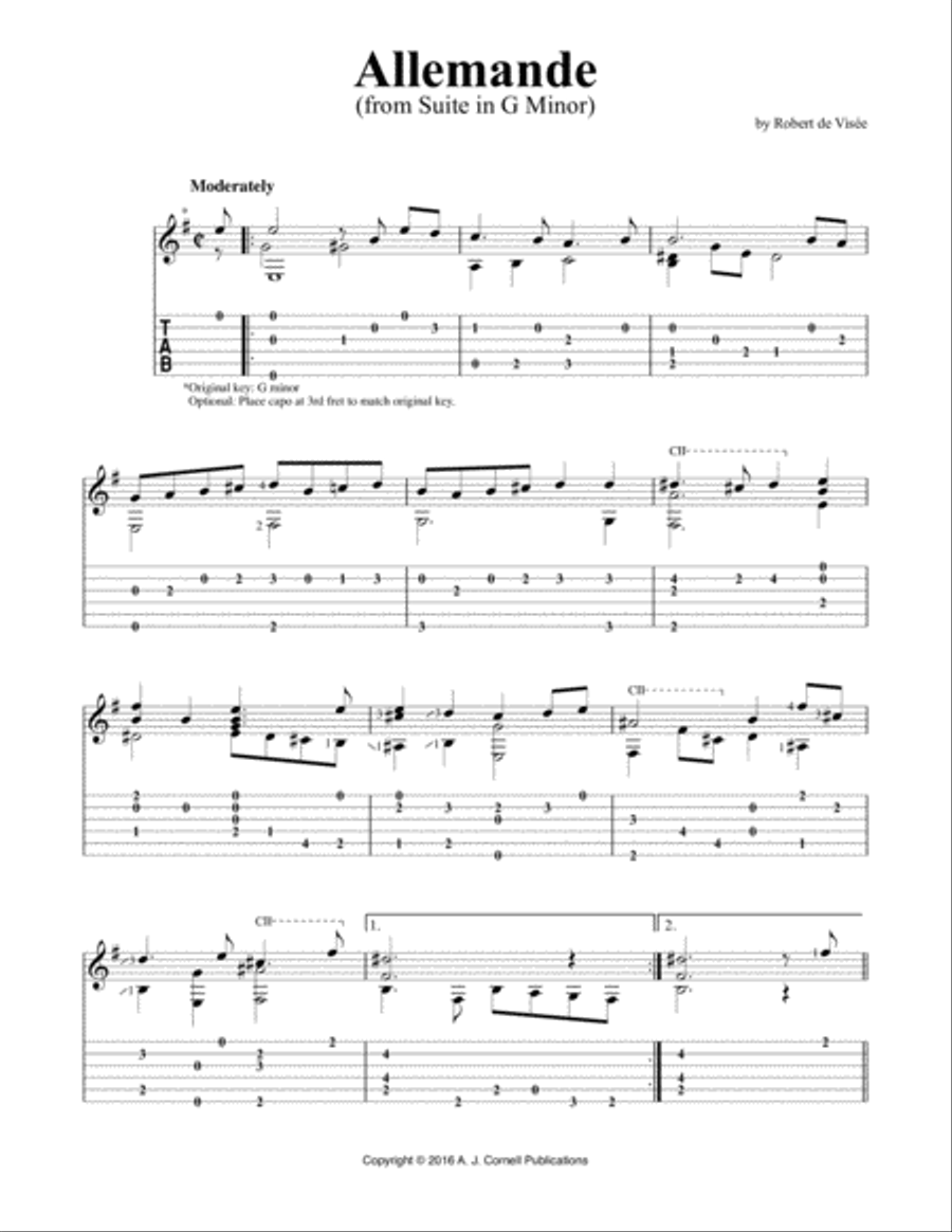 Suite in G Minor Classical Guitar scores gallery preview page 1