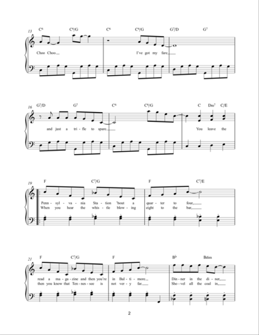 Chattanooga Choo Choo Chattanooga Choo Choo Easy Piano scores gallery preview page 2