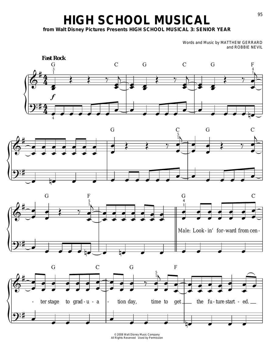 High School Musical Easy Piano scores gallery preview page 1