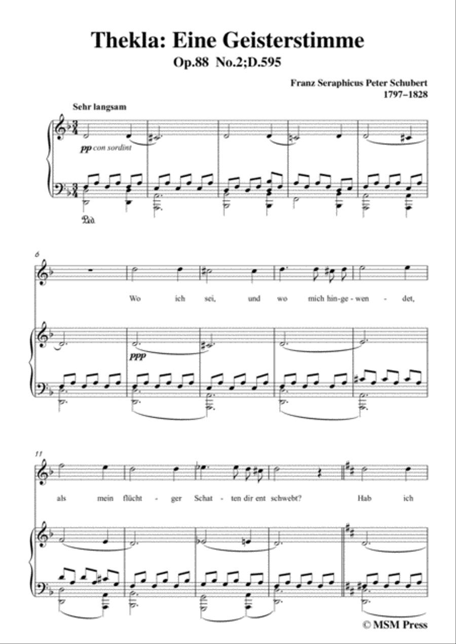 Schubert-Thekla: Eine Geisterstimme(Thekla: A Spirit Voice),D.595,in d minor,for Voice&Piano Voice scores gallery preview page 3