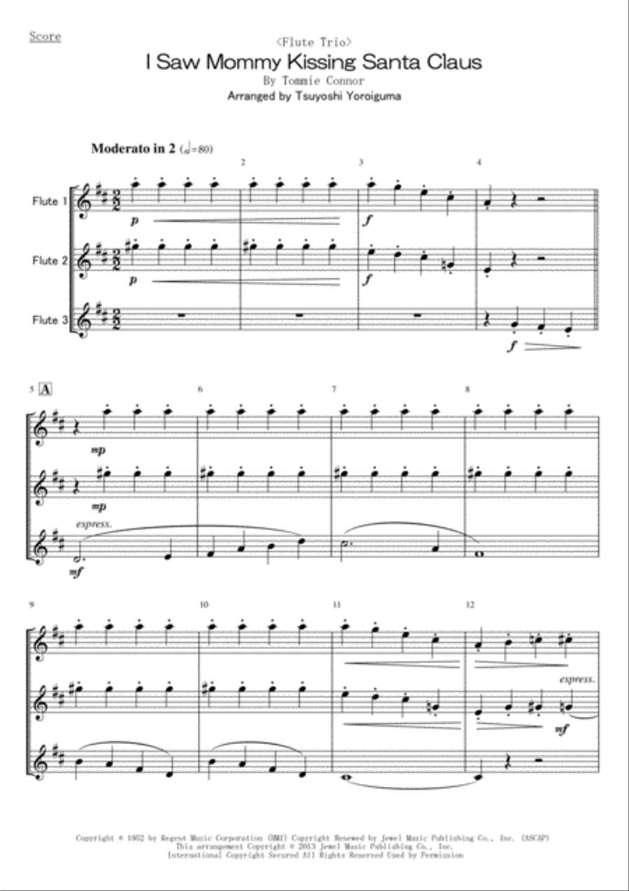 I Saw Mommy Kissing Santa Claus Woodwind Trio scores gallery preview page 1