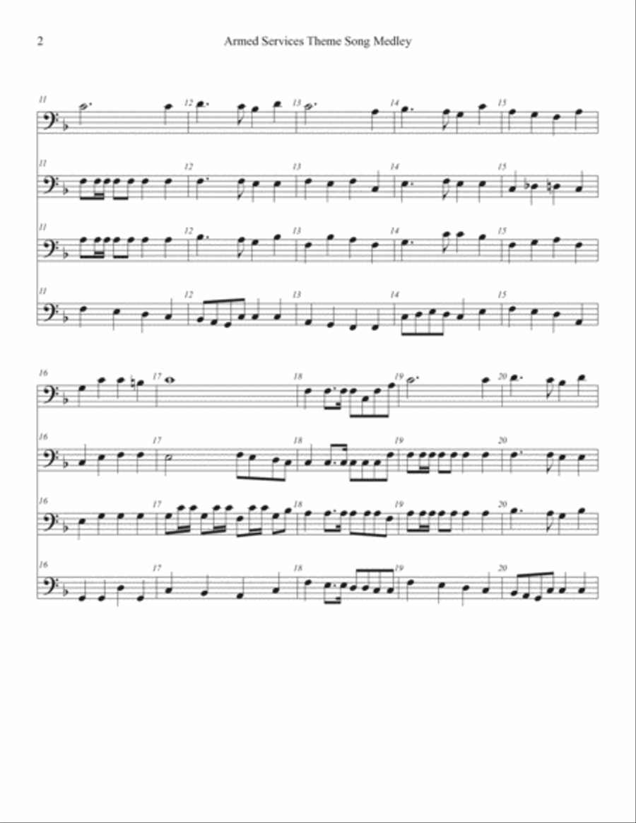 U.S. Armed Forces Theme Song Medley (Baritone or Trombone quartet) Baritone Horn TC scores gallery preview page 2