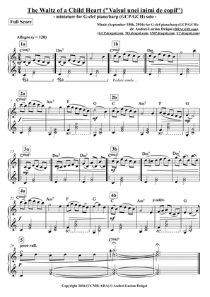 The Waltz of a Child's Heart ("Valsul unei inimi de copil") - miniature for G-clef piano/harp (GCP/G