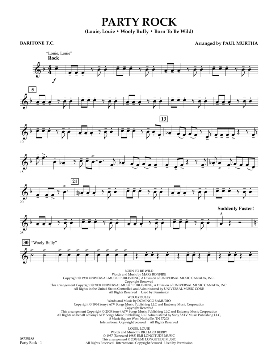 Party Rock - Baritone T.C. Baritone Horn TC scores gallery preview page 1