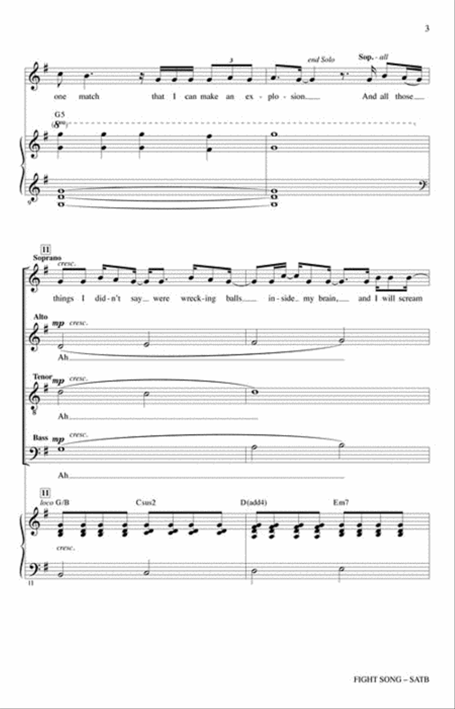 Fight Song 4-Part scores gallery preview page 3