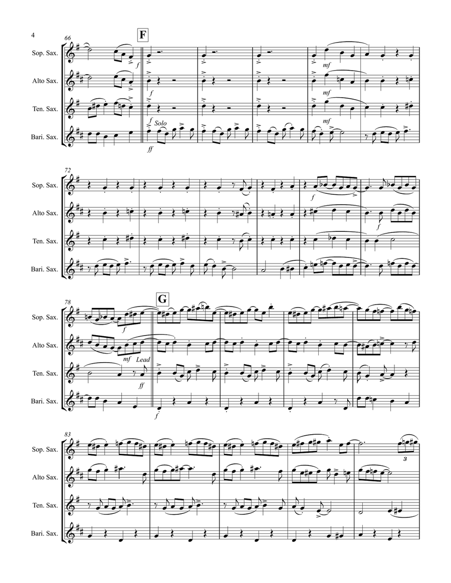 Royal Garden Blues (for Saxophone Quartet SATB or AATB) Saxophone Quartet scores gallery preview page 5