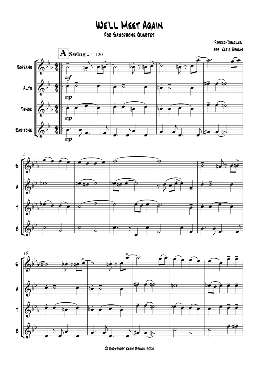 We'll Meet Again Saxophone Quartet scores gallery preview page 1