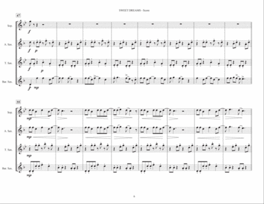 Sweet Dreams (Are Made Of This) Woodwind Quartet scores gallery preview page 6