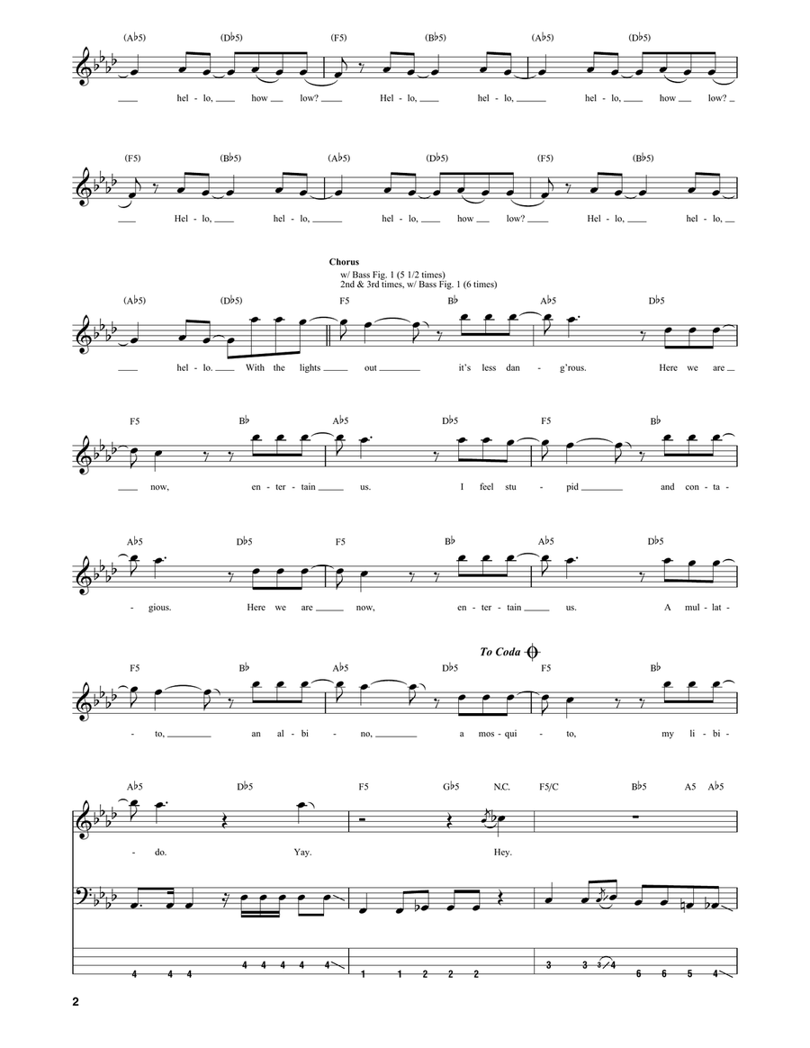 Smells Like Teen Spirit Smells Like Teen Spirit Bass Guitar Tablature scores gallery preview page 2