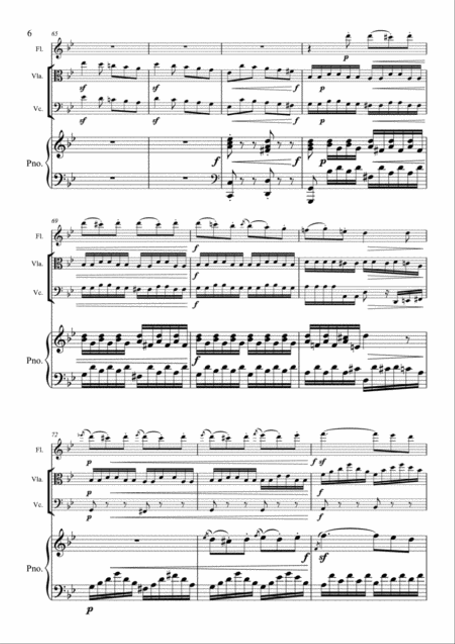 Beethoven - Rondo Op.49 - Flute, Viola, Cello, Piano Piano Quartet Small Ensemble scores gallery preview page 6