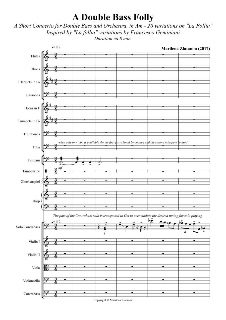 A DOUBLE BASS FOLLY, A Short Concerto for Double Bass and Orchestra image number null