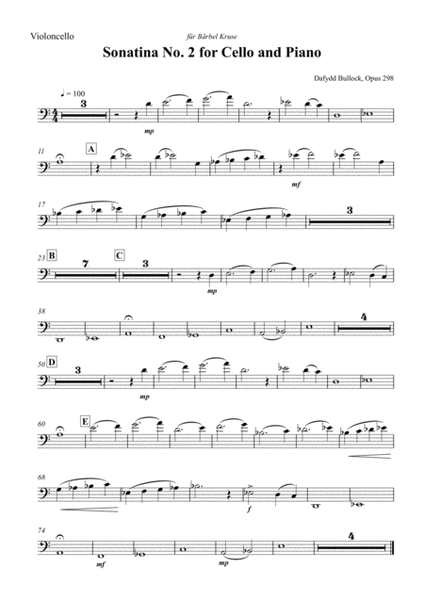 Sonatina No. 2 for Cello and Piano (Cello Part)